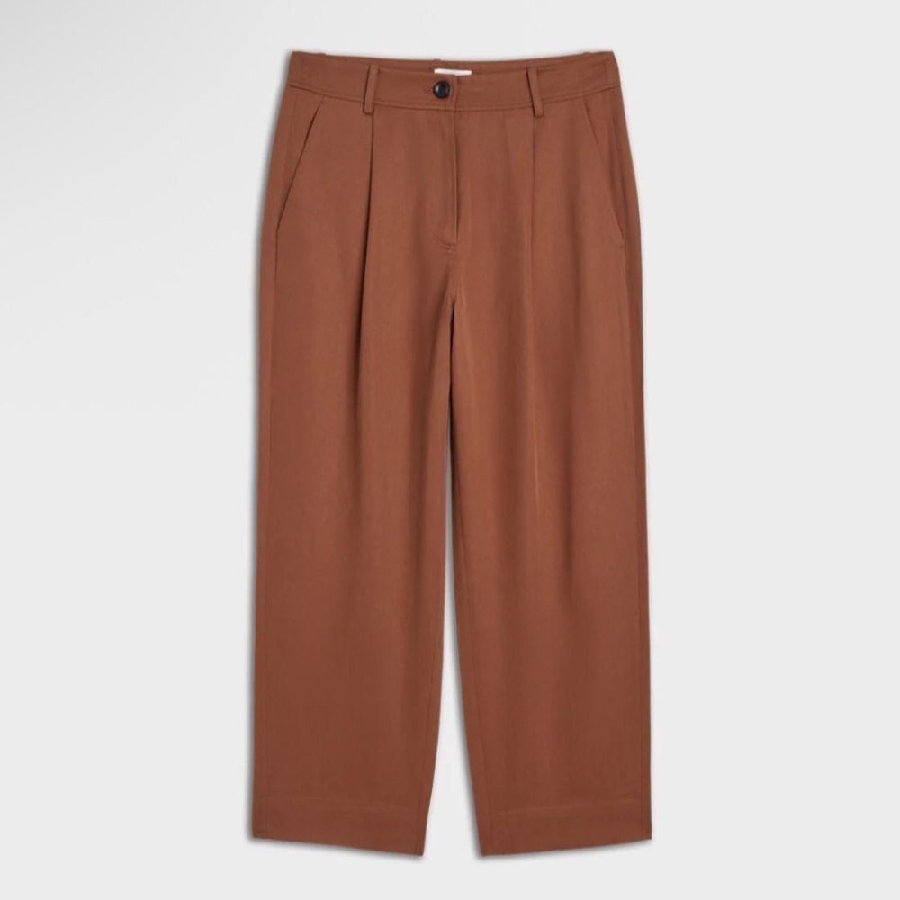 The Reset Eco Slouchy Trouser Pleat Front Tencel Lyocell Pant Cedar Brown Medium